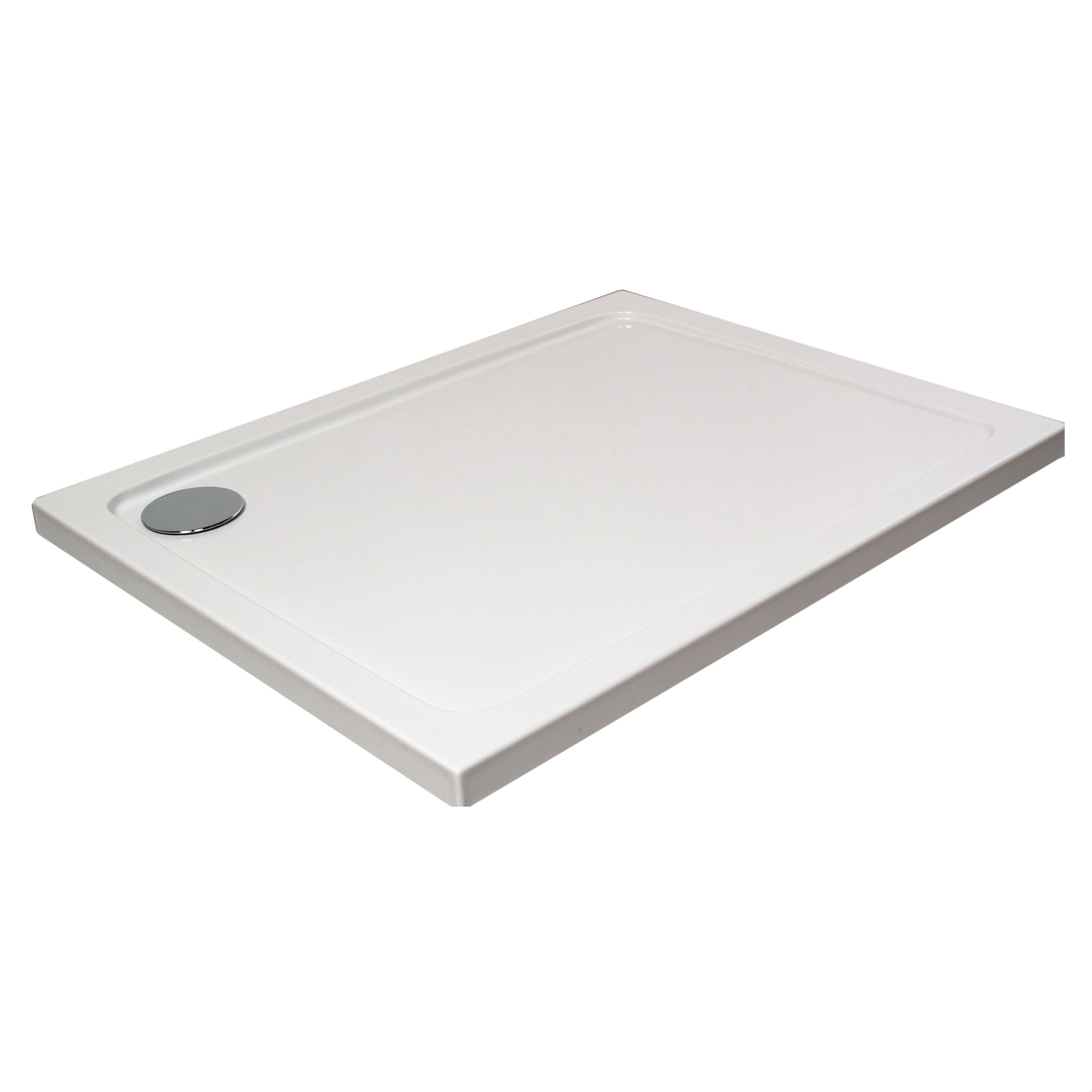 White Rectangular Stone Anti-Slip Shower Tray - Choice of Size