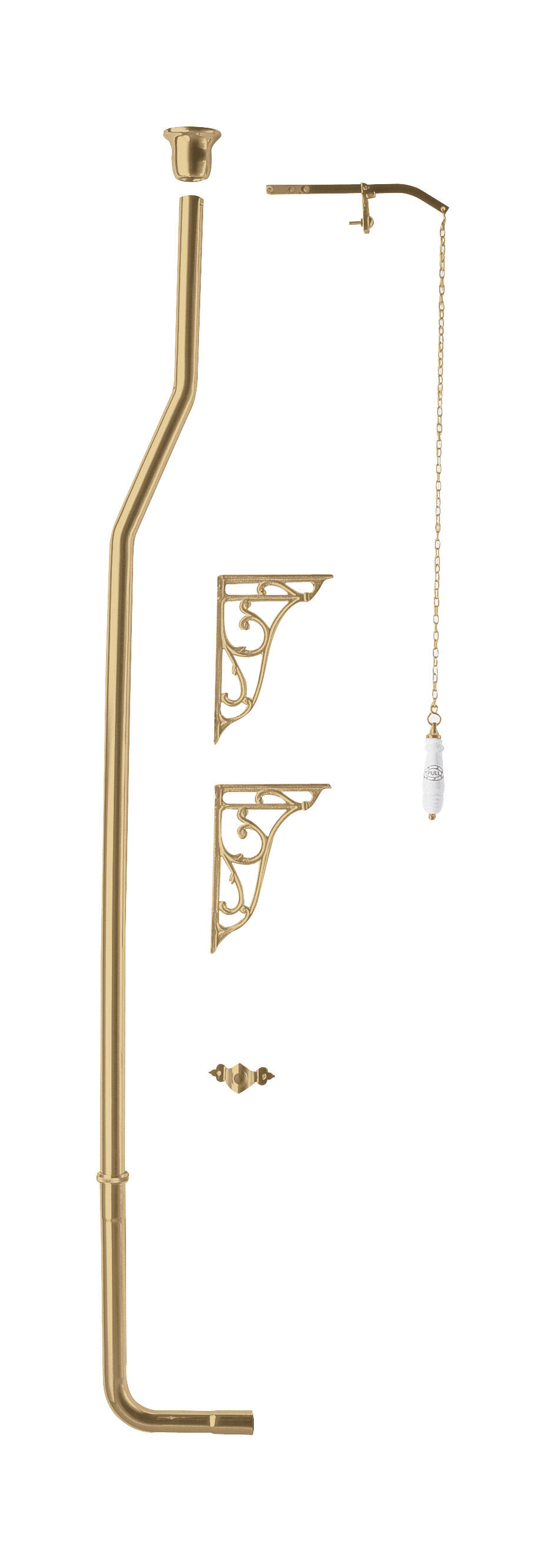 Nuie, Old London Hudson Reed Brushed Brass High Level Flush Pipe Pack