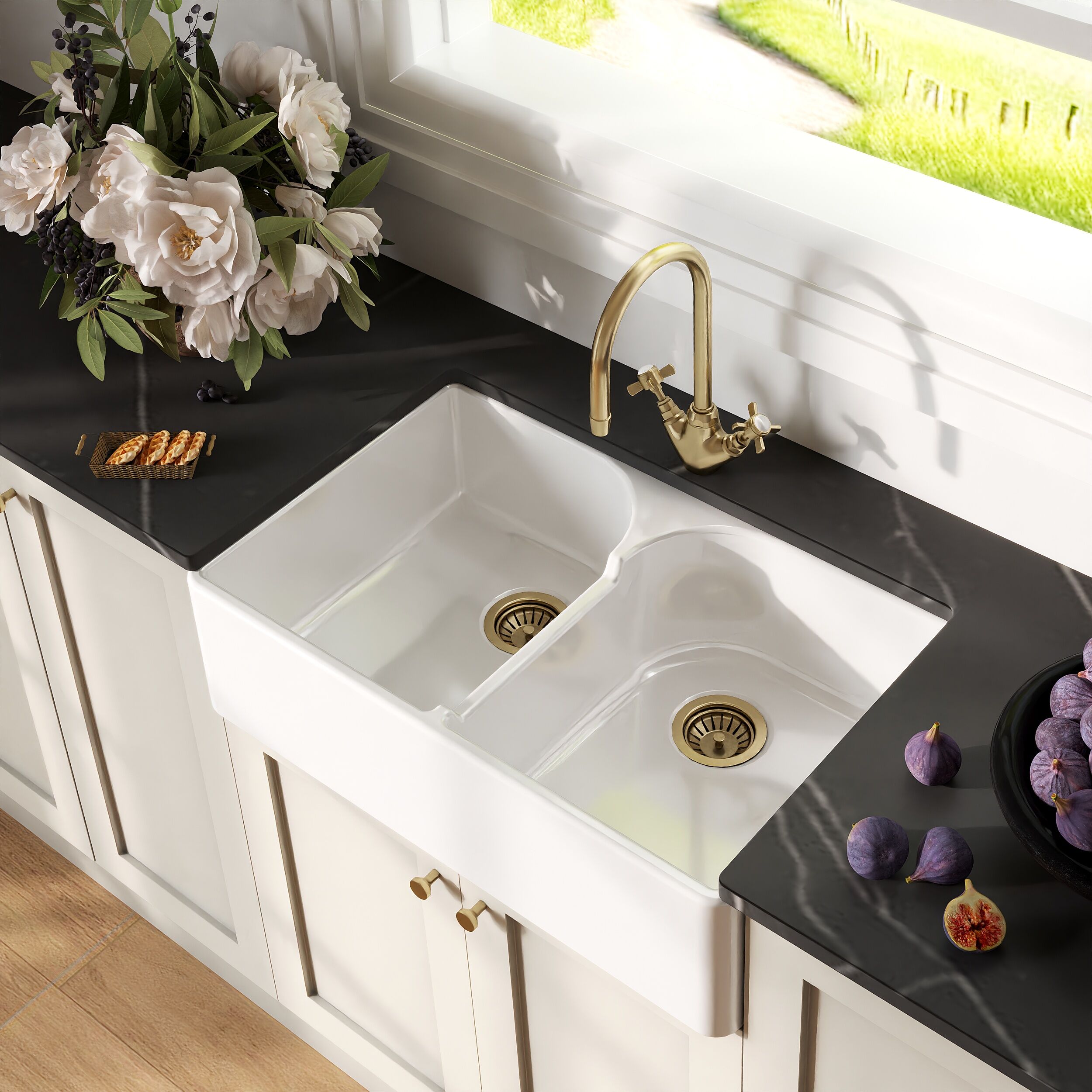 Double bowl Balterley fireclay sink