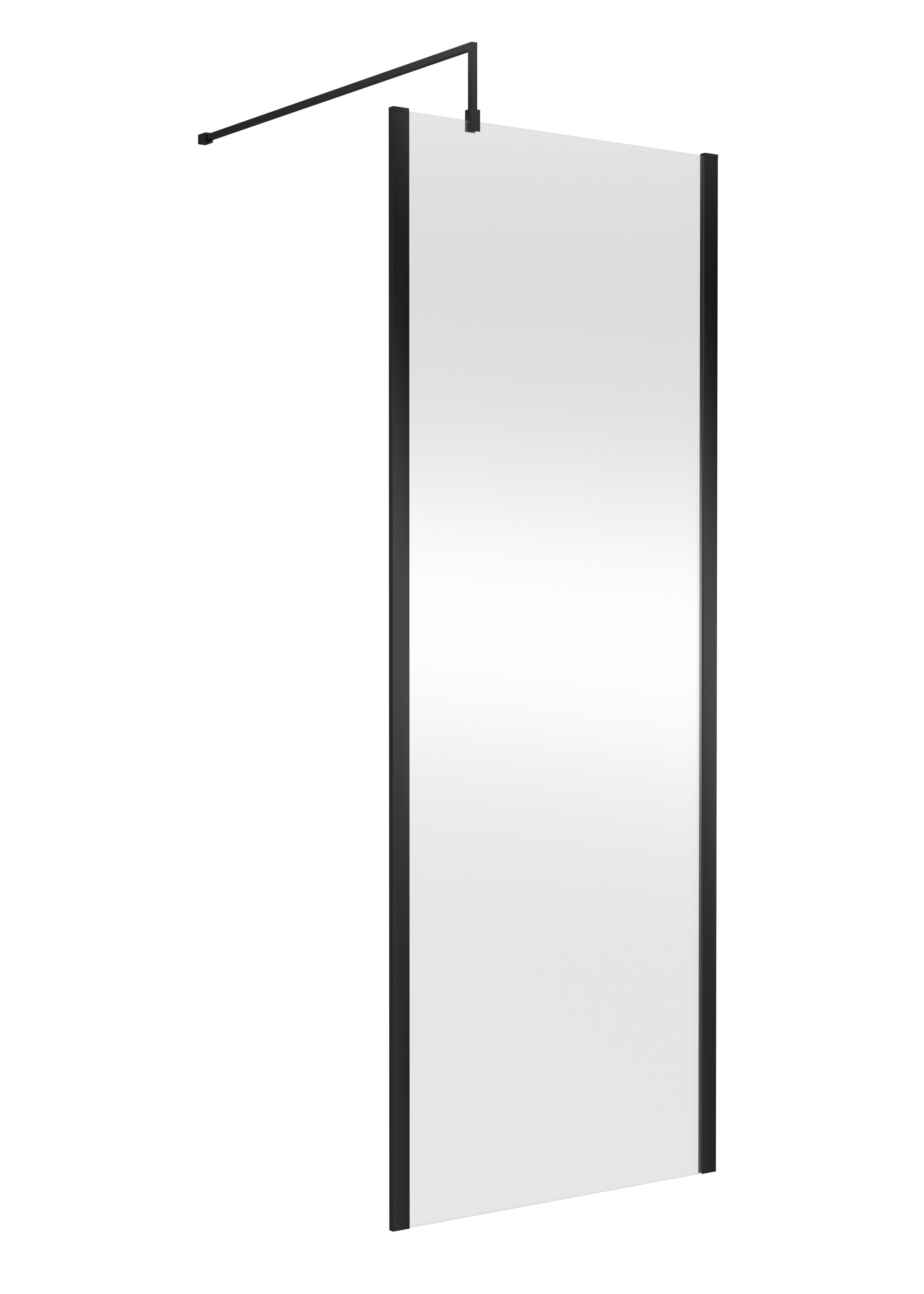 Nuie nuie 760mm Matt Black Wetroom Screen With Support Bar